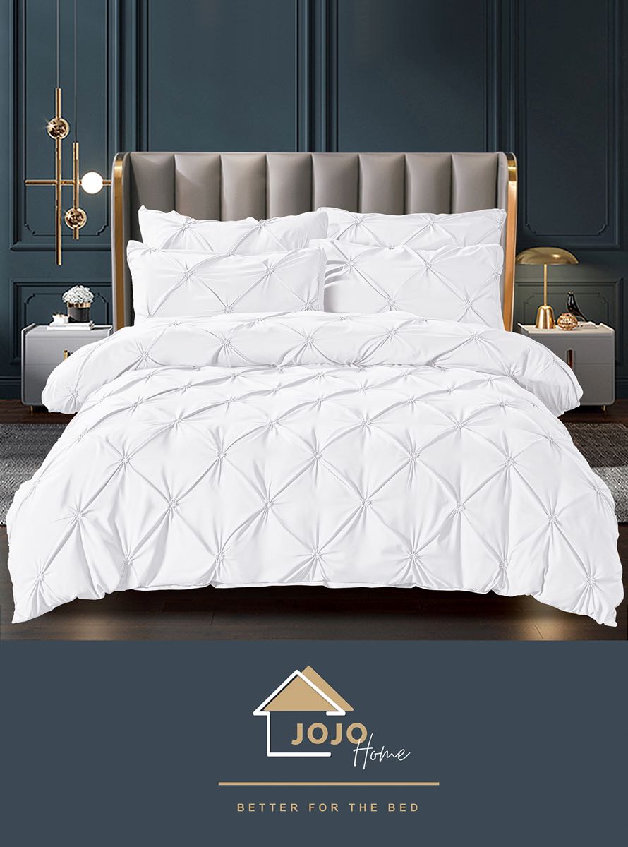 Lenjerie de pat cu Pliuri din Finet Premium, 6 piese - Alb
