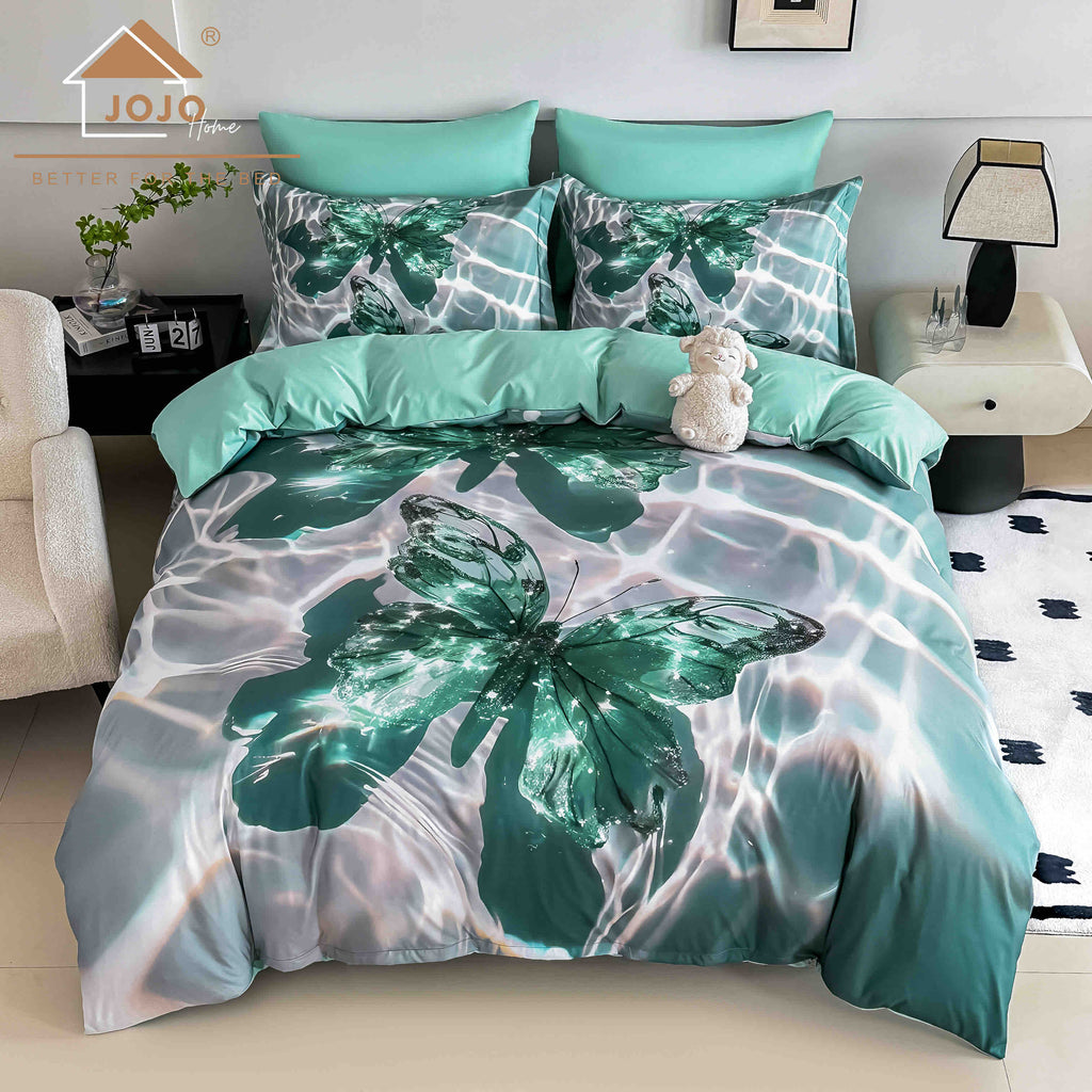 Lenjerie de Pat 5D și Cearceaf cu Elastic din Finet Premium, 6 piese