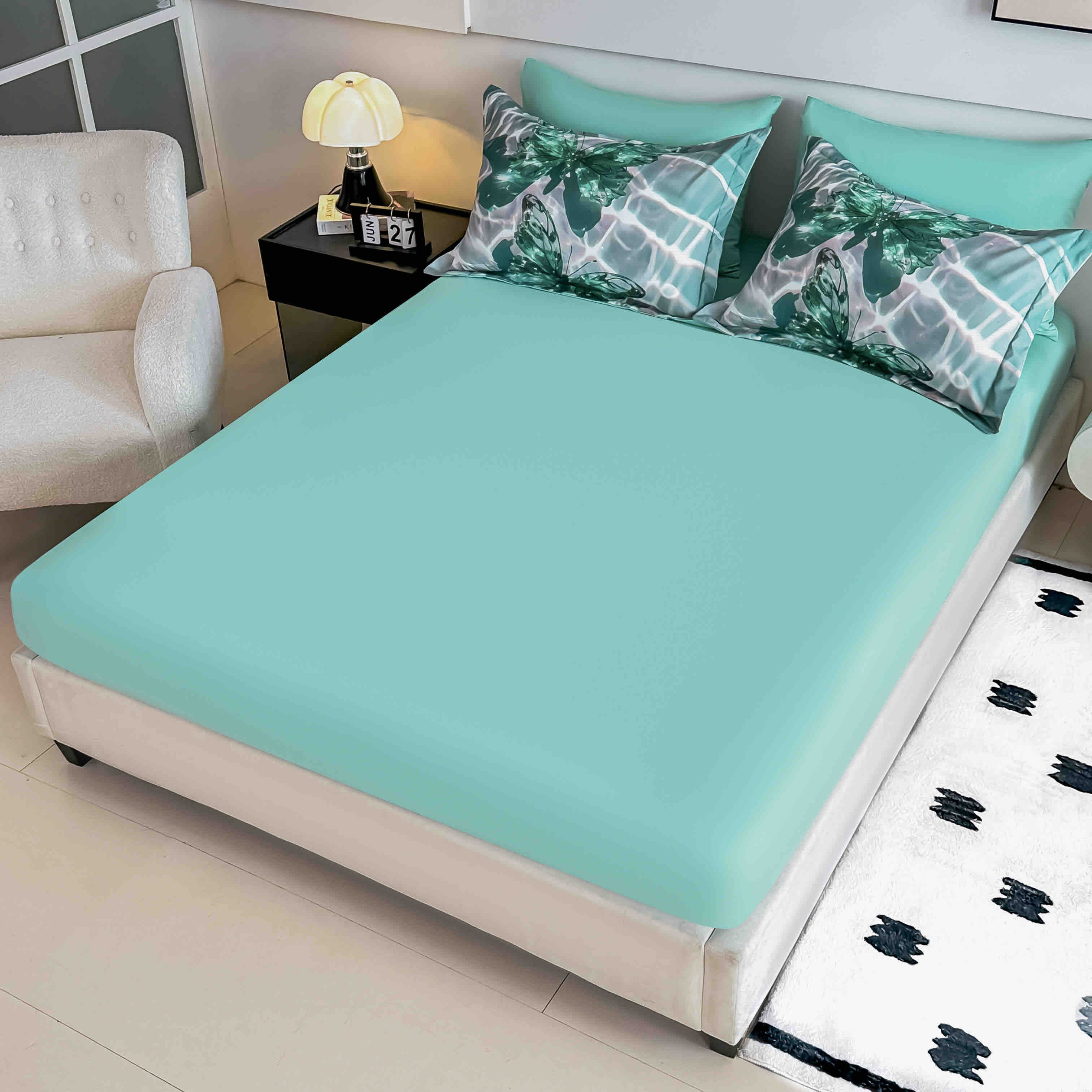 Lenjerie de Pat 5D și Cearceaf cu Elastic din Finet Premium, 6 piese
