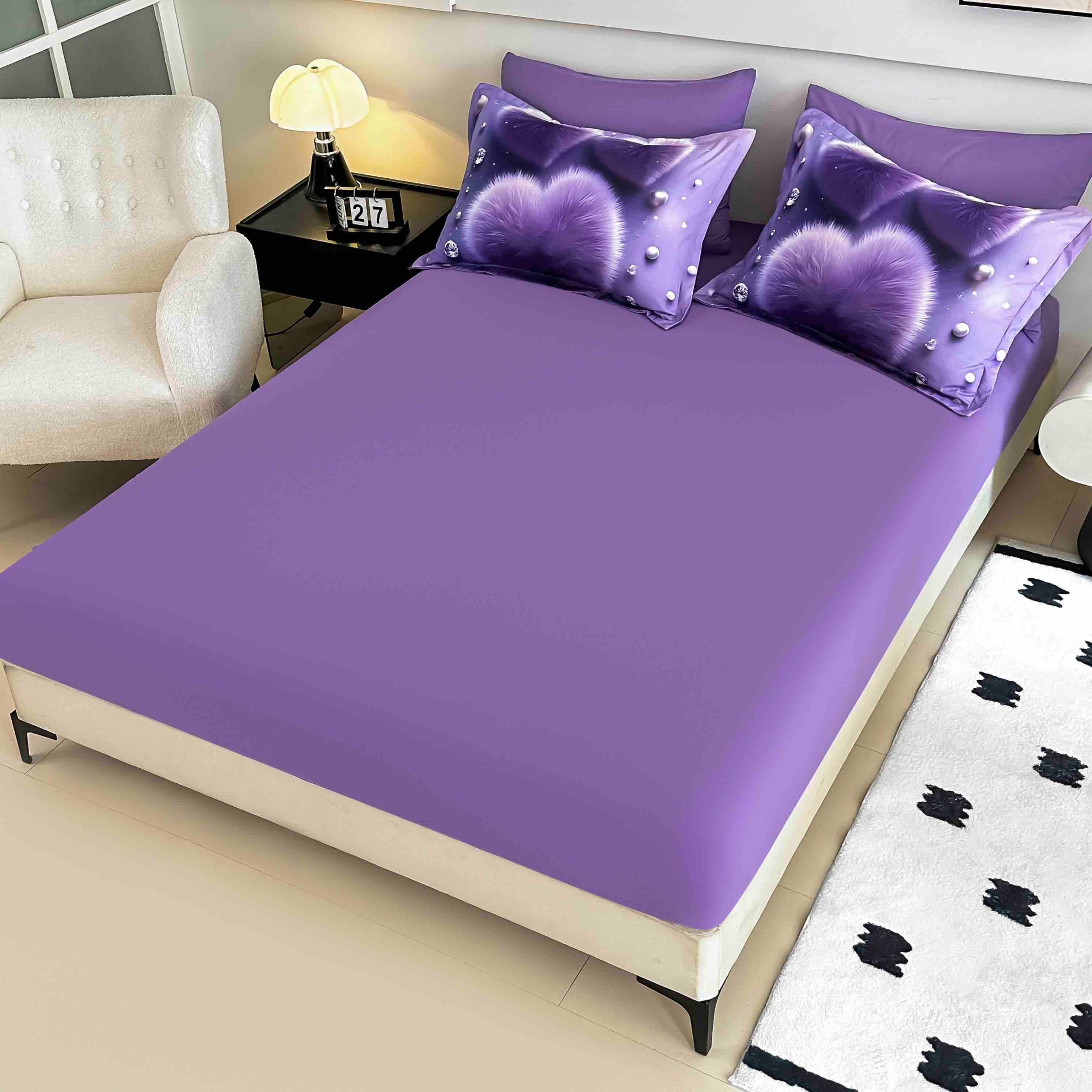 Lenjerie de Pat 5D și Cearceaf cu Elastic din Finet Premium, 6 piese